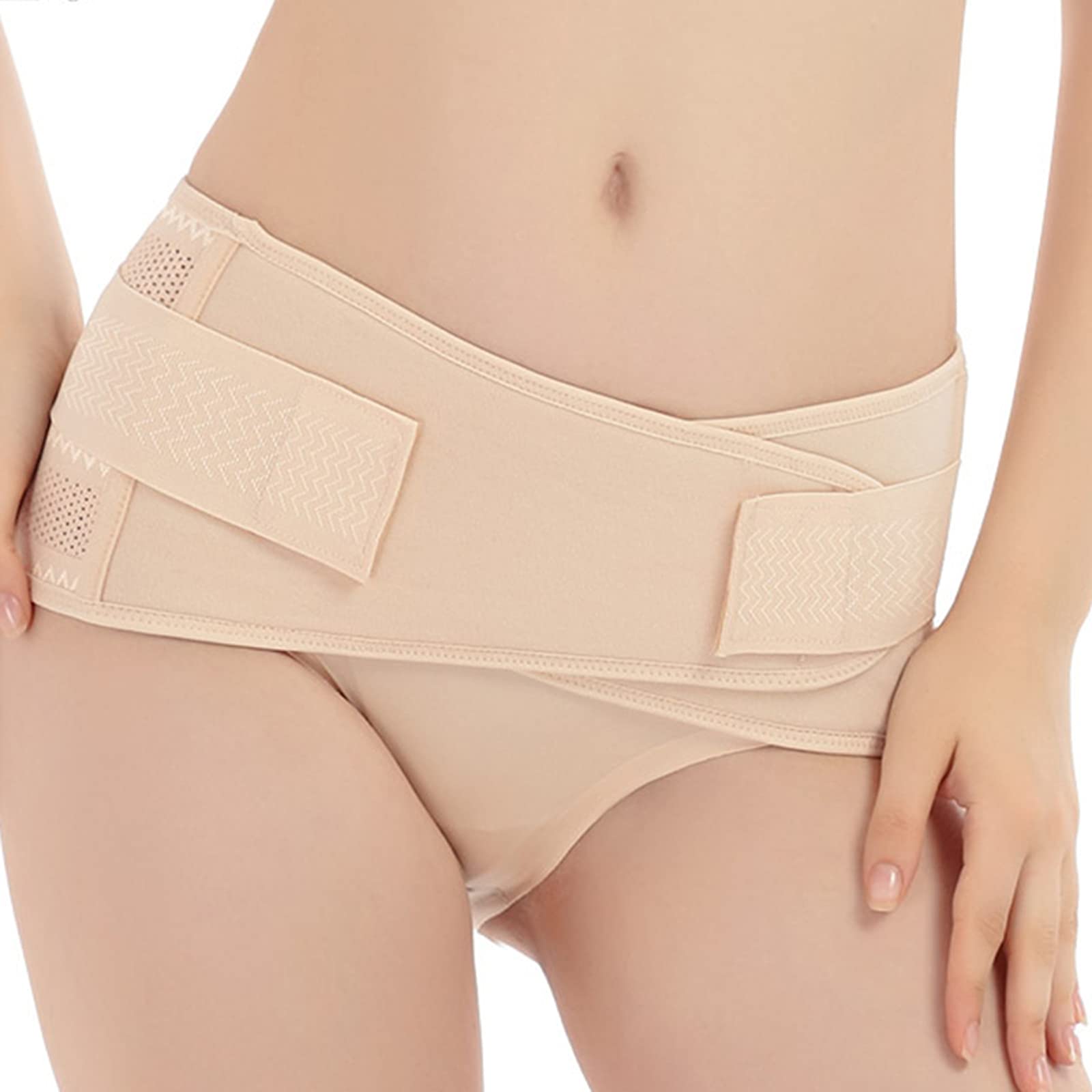 Samnuerly - Cinturón corrector de postura pélvica, transpirable, antideslizante, alta elasticidad, no se deforma fácilmente, posparto, cintura fina, cuidado abdominal, color albaricoque, L