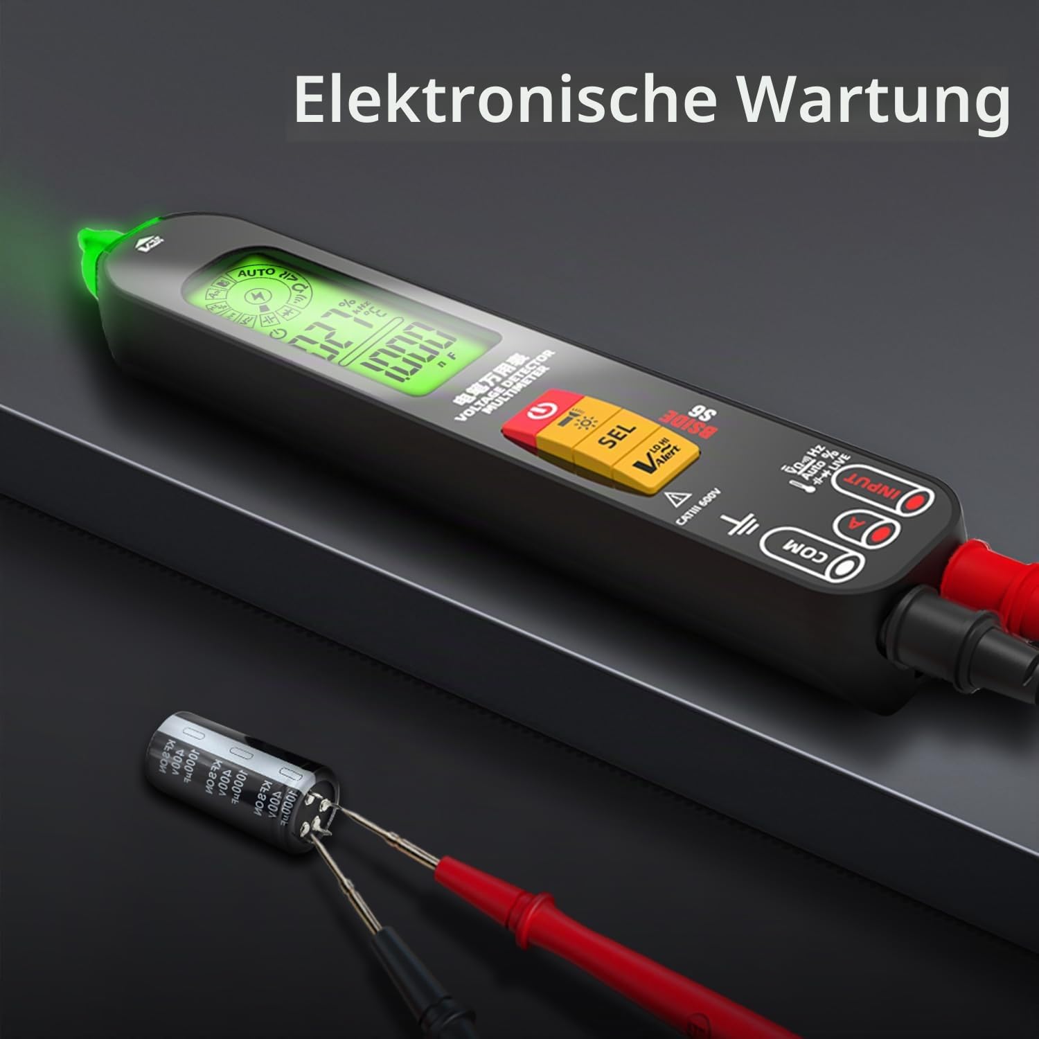 BSIDE S6 Spannungsprüfer Berührungslos Wiederaufladbar Elektrischer Tester mit Dreifach Display VFD Amperemeter Kapazitätsmesser Automatisch Multimeter Stift für Strom/Spannung AC DC Ohm Hz Durchgang