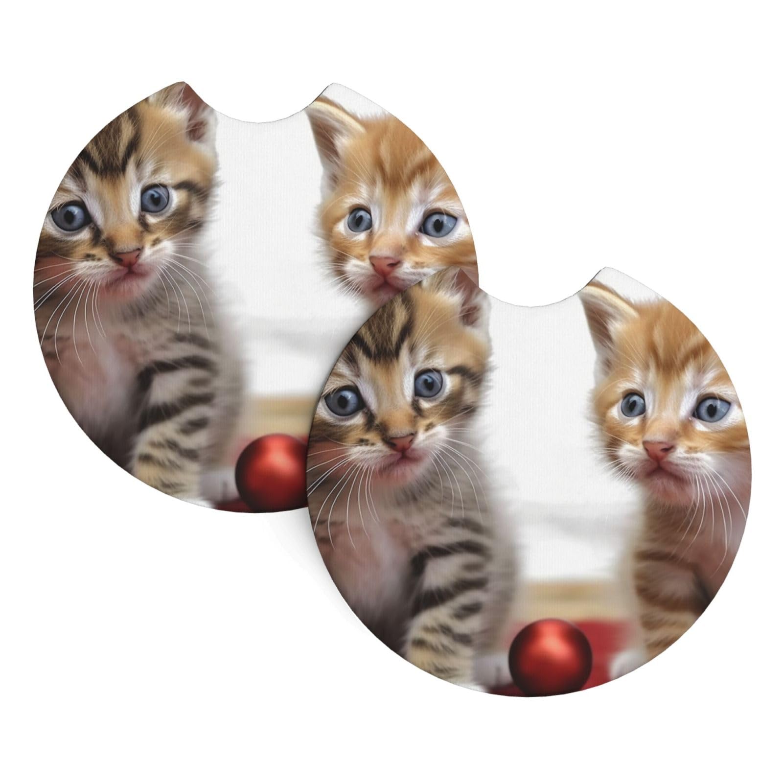 2 Pack Car Coaster for Cup Holders Funny Kitten Cats Car Cup Coaster 2.7" Neoprene Non-Slip Automotive Cup Mat Universal Auto Car Interior Accessories for Women Men Cup Pad