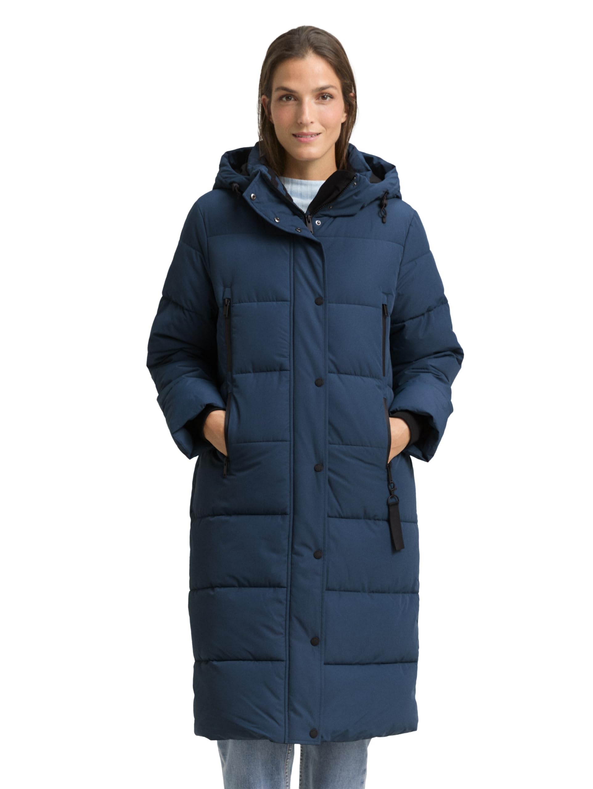 TOM TAILOR Damen 1047532 Puffer-Mantel mit abnehmbarer Kapuze