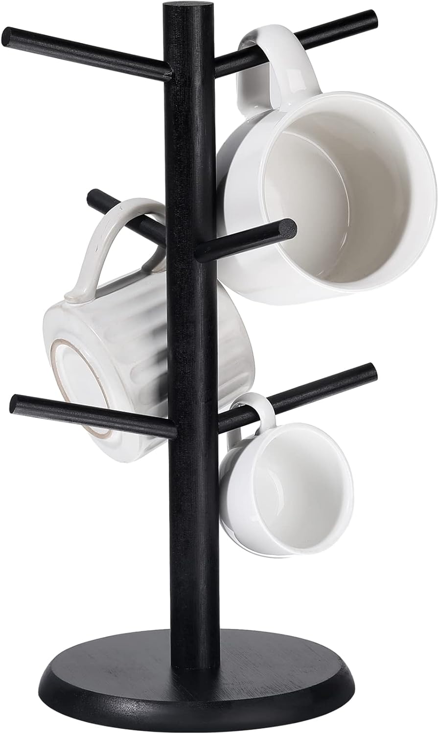 Patelai Coffee Mug Tree with 6 Hooks Wood Mug Holder Tree