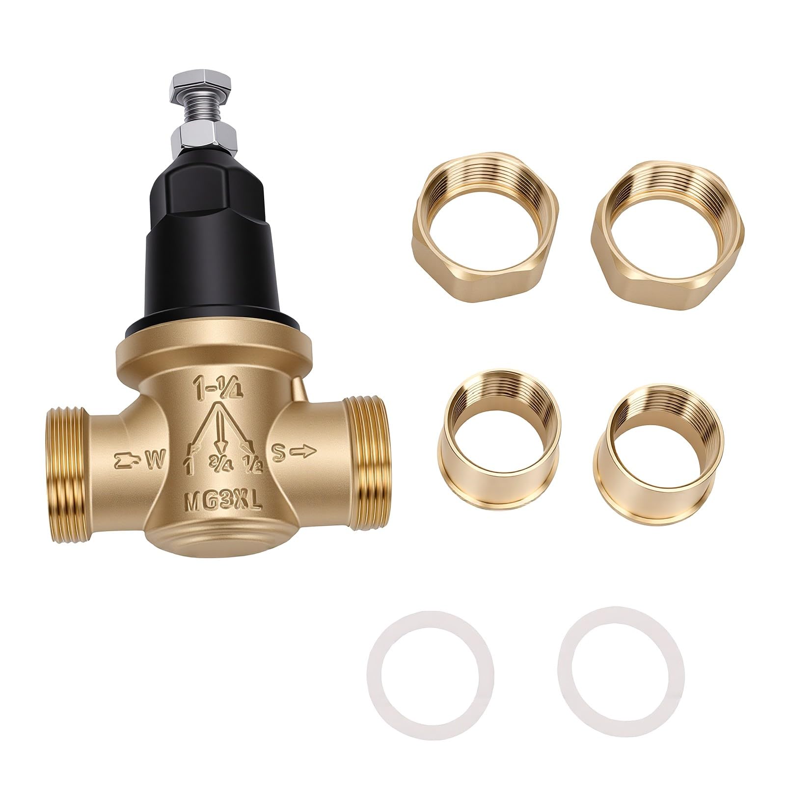 Valvola Riduttrice di Pressione Dell'acqua, Regolatore di Pressione in Ottone 1 Pollice con Doppia Filettatura FNPT, for Casa Irrigazione Caldaia Giardino