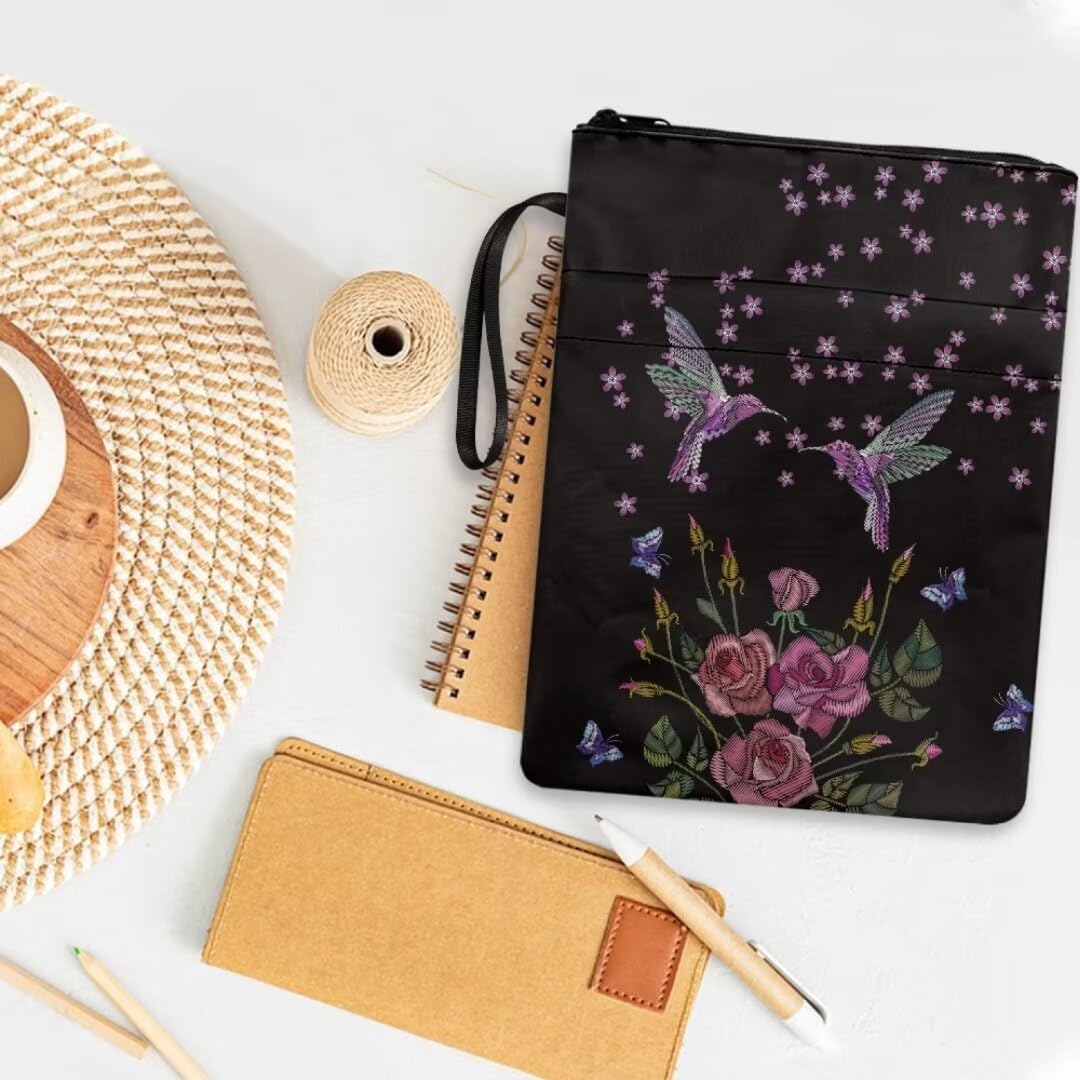 Wanyint Book Sleeve Book Pouch Washable Fabric Book Protector with Zipper 11.4'' x 8.7'' Book Cover for Book Lovers Classmate - Image 3