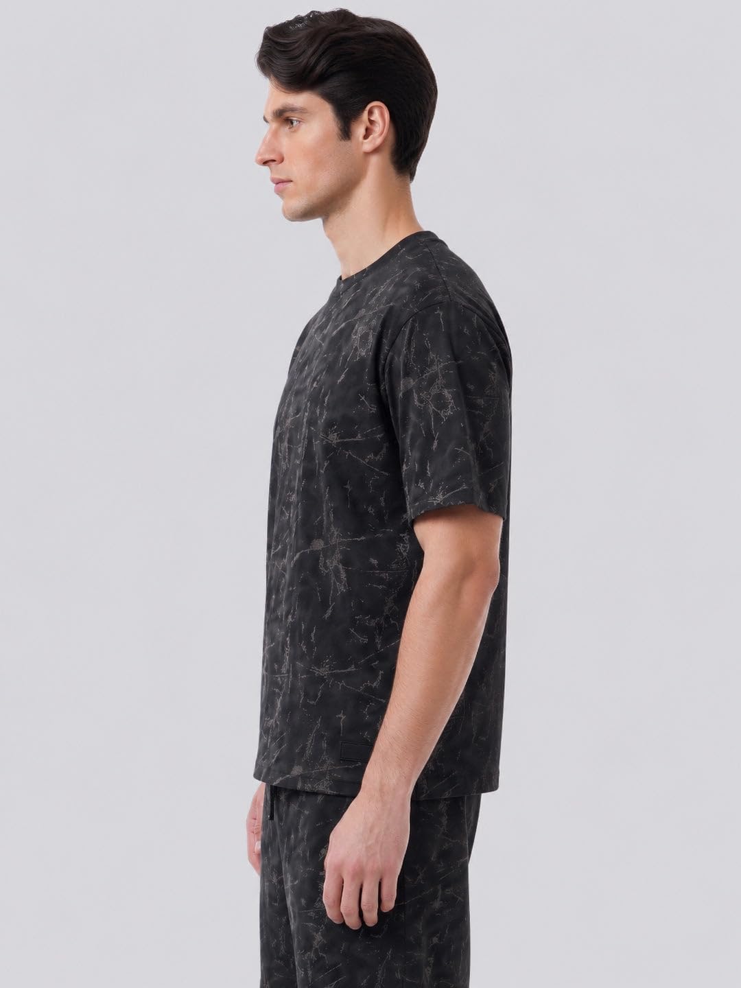 Status Quo Black Abstract Printed Co-ord Set