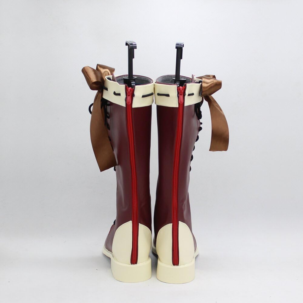 YuanCos Brown Cosplay Shoes Lace-up Boots X002