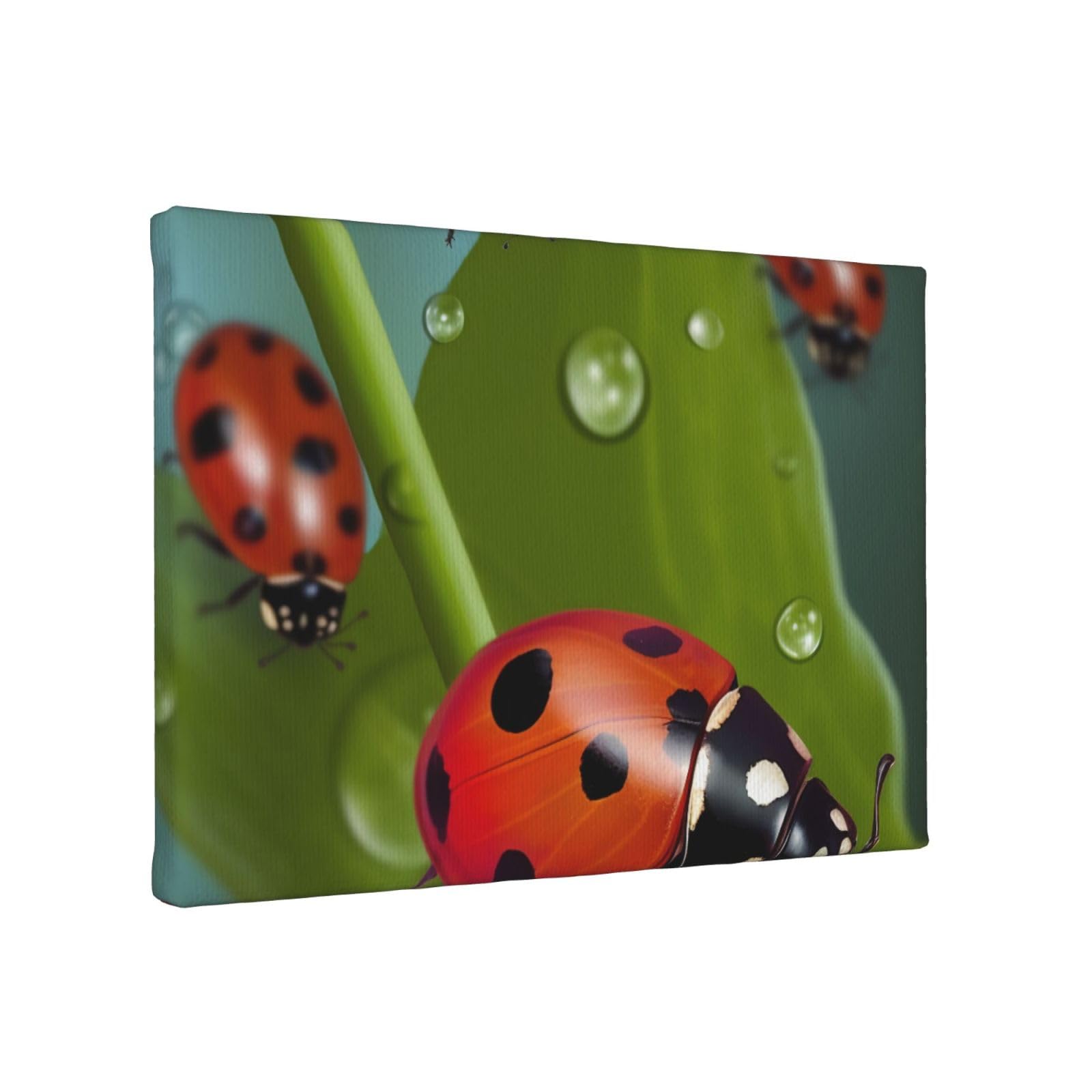 YKLJG ladybug Printed Wall Art Canvas Painting 30x20 CM Wooden Framed Picture Painting Artwork Prints for Bedroom Kitchen Home Office Decor