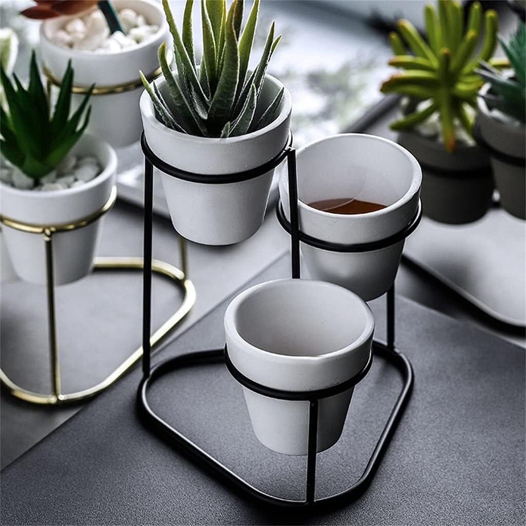 Home Mini Flower Pots Simple Garden Indoor Plant Display Stands(Black)