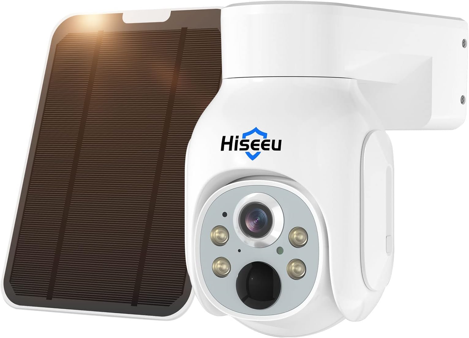 Hiseeu Solar Security Camera Outdoor, 4MP Wireless Battery Camera, PTZ 360° View, PIR Motion Detection, Color Night Vision, IP66, 2-Way Audio, 2.4G WiFi, Compatible with Alexa…