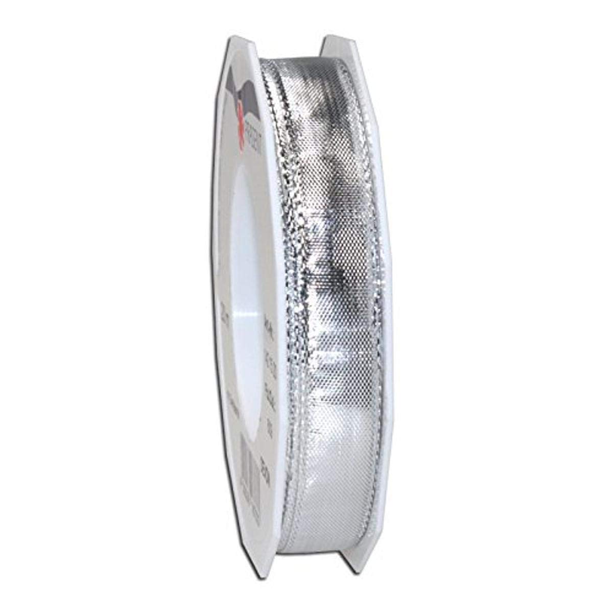 Präsent - Devon Wired Ribbon Silver 20-m-Roll 15 mm width