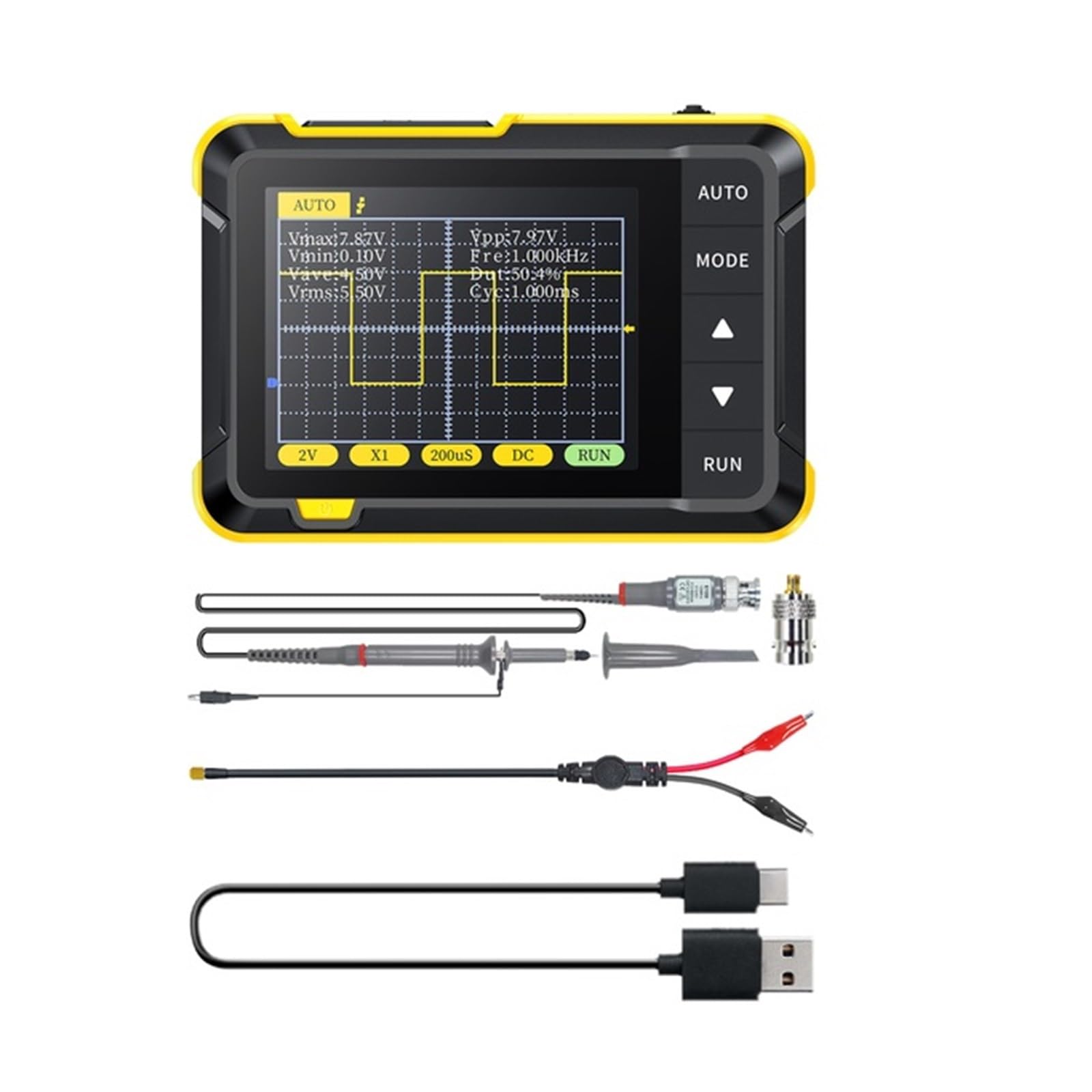 Mini osciloscopio digital de mano 2.5MSa/s 200KHz Ancho banda analógico 800VPP Soporte Actualización firmware Salida PWM Facilidad De MedicióN(DSO152 And P6100)