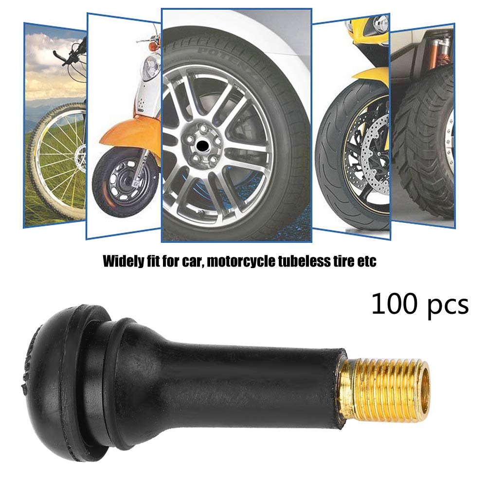 SANON 100 Pz Auto Moto Ruota Snap in Pneumatico Valvola del Pneumatico Stelo Corto Valvola in Gomma Accessori Auto (Tr414)