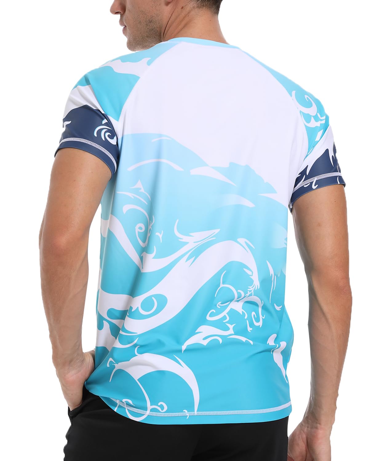 VAYAGER Rash Guard UPF 50+, Maglietta da Bagno da Uomo, a Maniche Corte, ad Asciugatura Rapida, vestibilità Comoda, per Surf