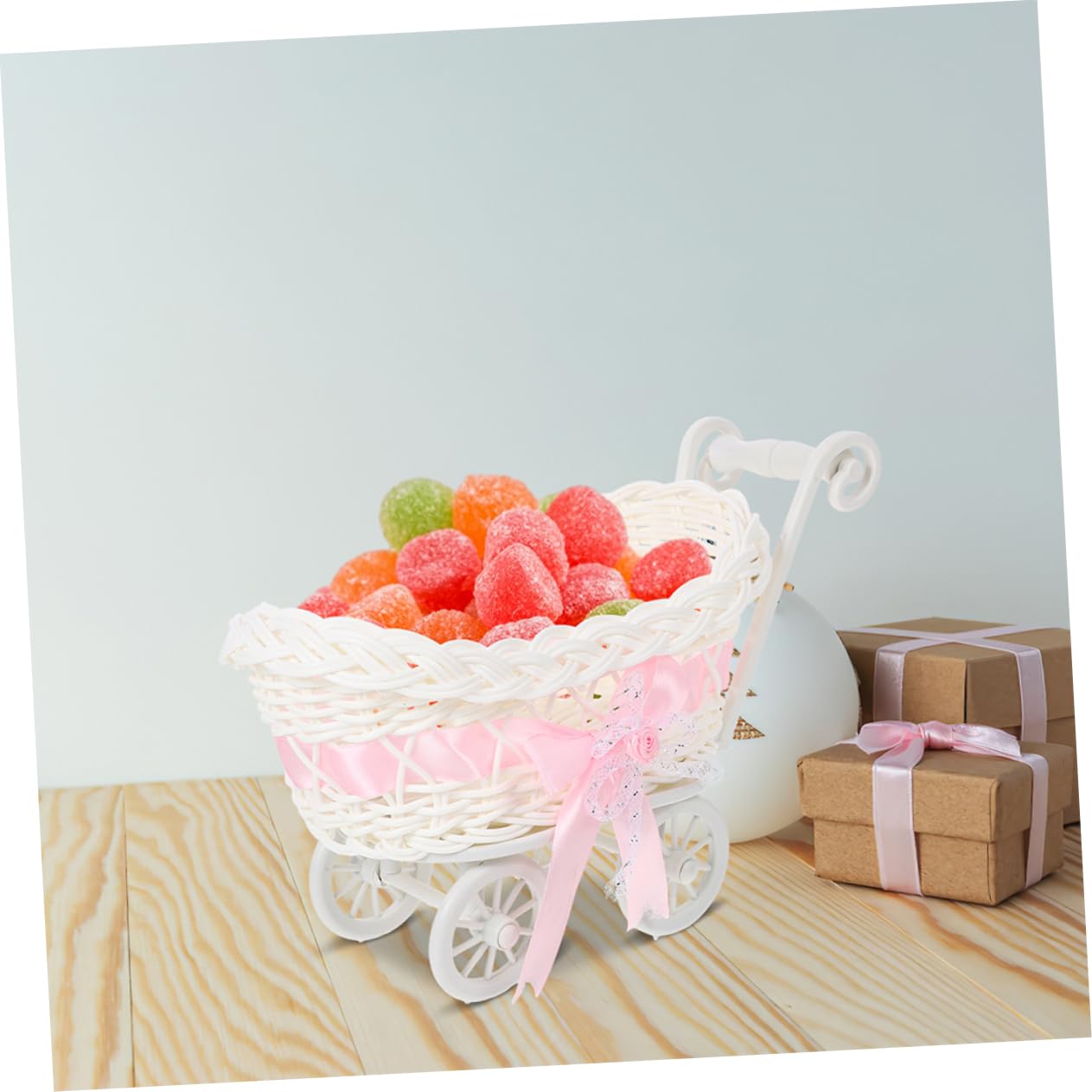 Cabilock 4pcs Cute Rattan Flower Basket Snack Basket for Rattan Box Lid Basket for Dec