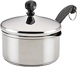 Farberware Classic Stainless Steel 1-Quart Covered Straining Saucepan, Silver Saucepan w/ Straining Lid (1 Quart) Stainless Steel