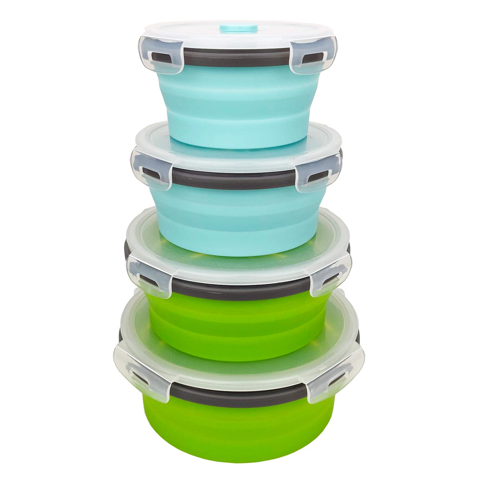 Amazon.co.jp: CCyanzi 円形シリコン食品保存容器 蓋付き 折りたたみ式