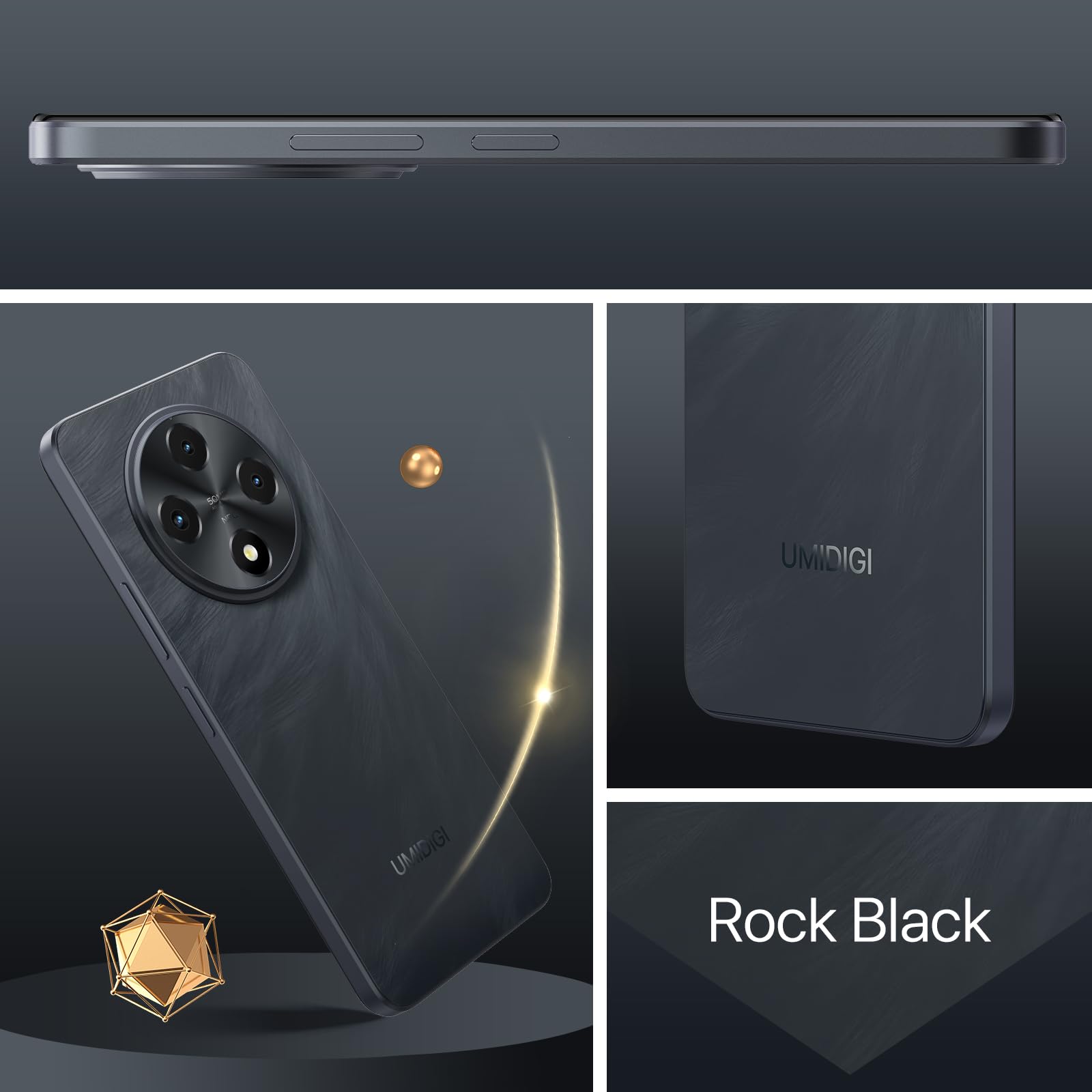 UMIDIGI G100 Unlocked Cell Phone Android 14, 6.9" HD+ 120Hz,Octa-core 12GB +128GB Expand 1TB,GPS Unlocked Smartphone,6000mAh,50MP Triple Camera,Dual 4G LTE Phone, NFC,AI Face Unlock,OTG,Black