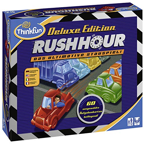 ThinkFun 76338 76305 - Rush Hour - Das bekannte Stau-Spiel in der Deluxe Edition mit Fahrzeugen in Metalloptik… – Bild 3