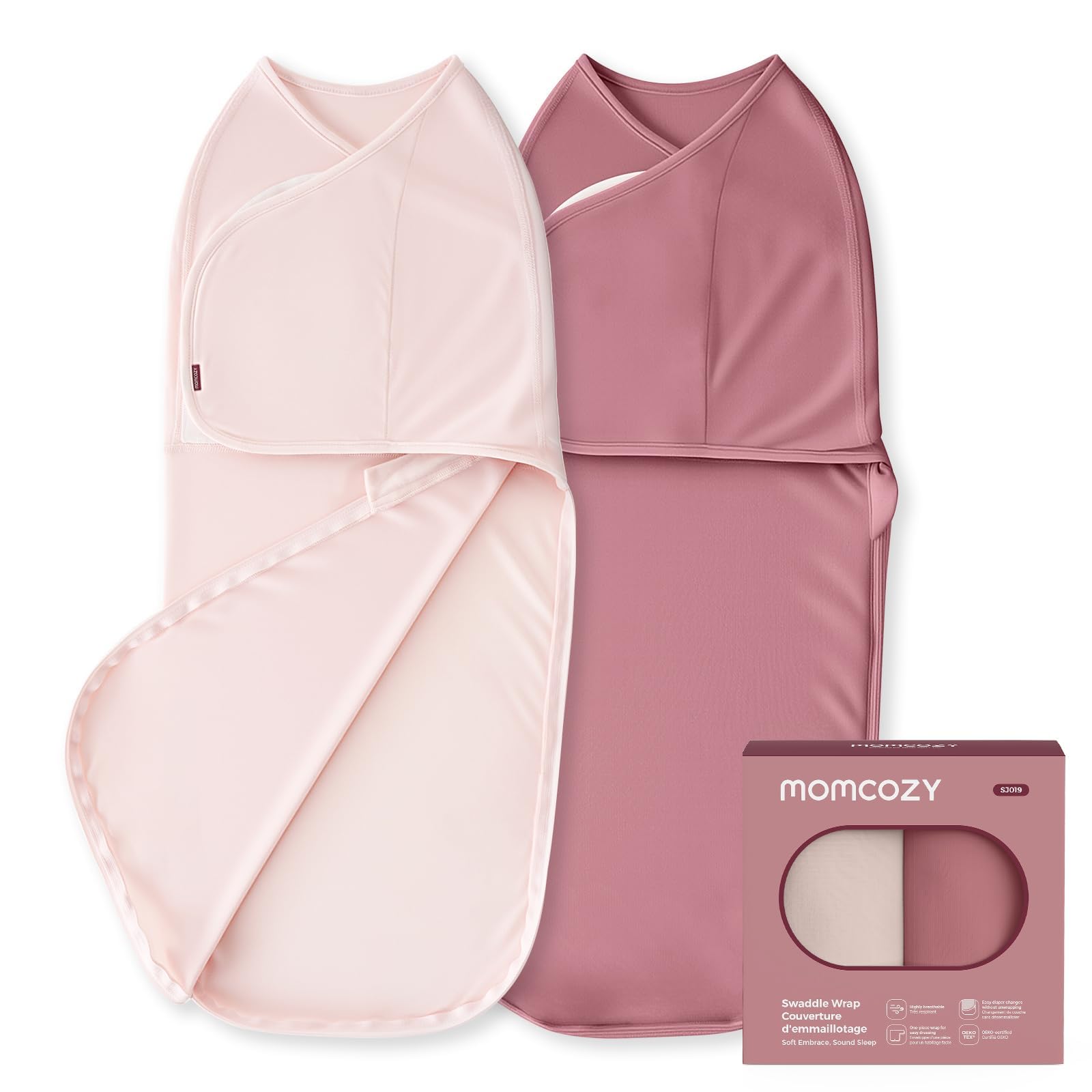 momcozy Swaddle Neonato, Chiusura Silenziosa, Adatto per Neonati 0-3 Mesi, Sacco Facile per Genitori, Riduce il Riflesso di Inizio, Essenziale per Registri Neonati,2 Pezzi, Fioritura