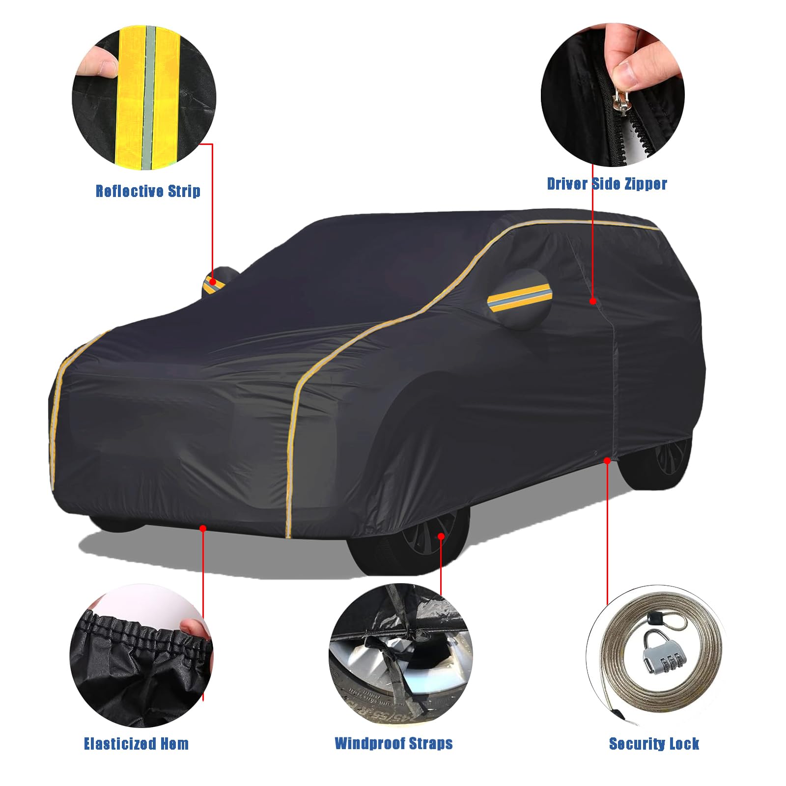 Telone per Auto dedicato Hyundai Santa Fe (2016-2018),Car Cover Impermeabile e Traspirante Protezione Solare Pioggia Neve Graffi con Tasca Specchio e Chiusura Lampo