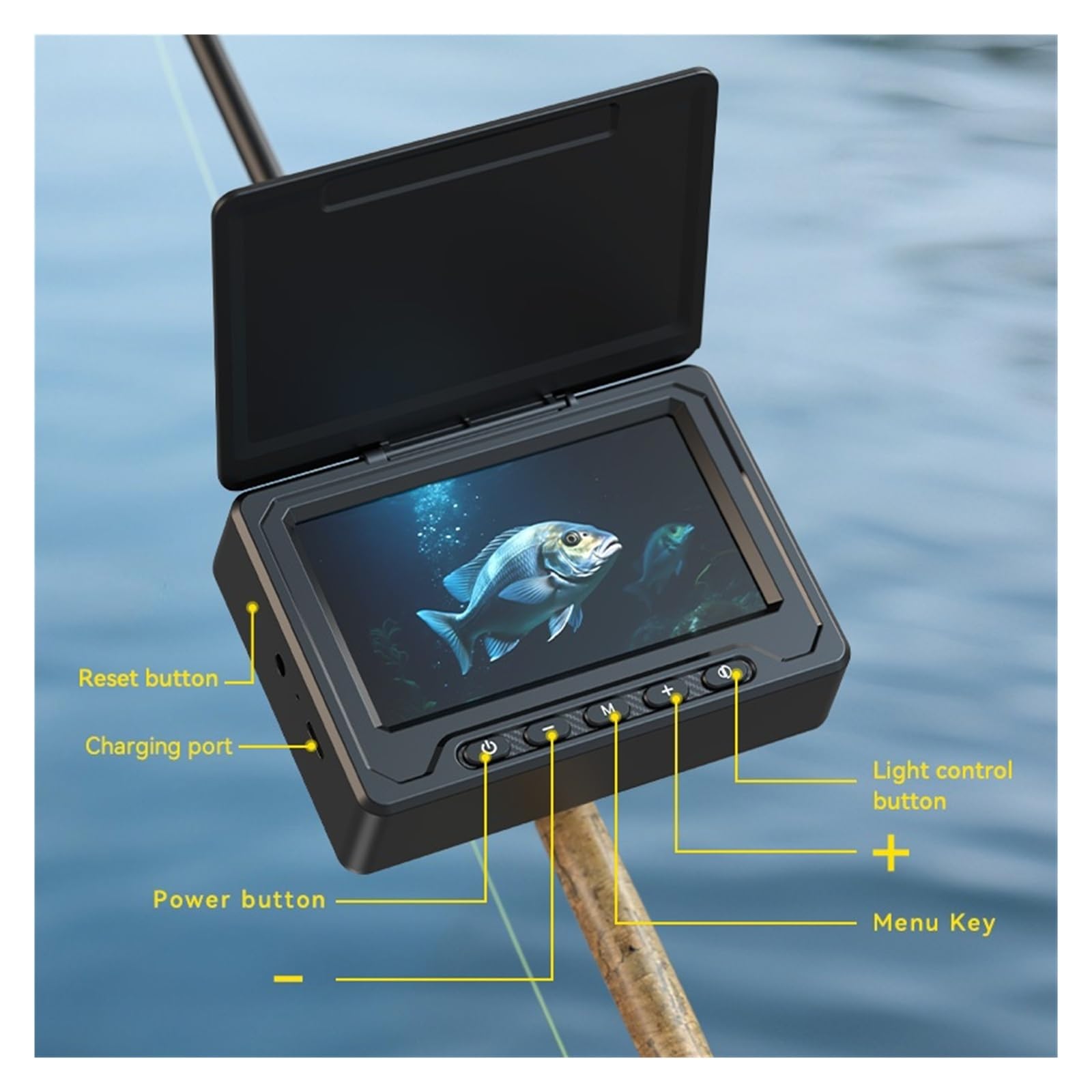 Telecamera Subacquea, Ecoscandaglio Portatile for Pesci Acqua LCD da 4,3 Pollici Fotocamera Subacquea Pesca 220° Batteria 2000 mAh 20 m