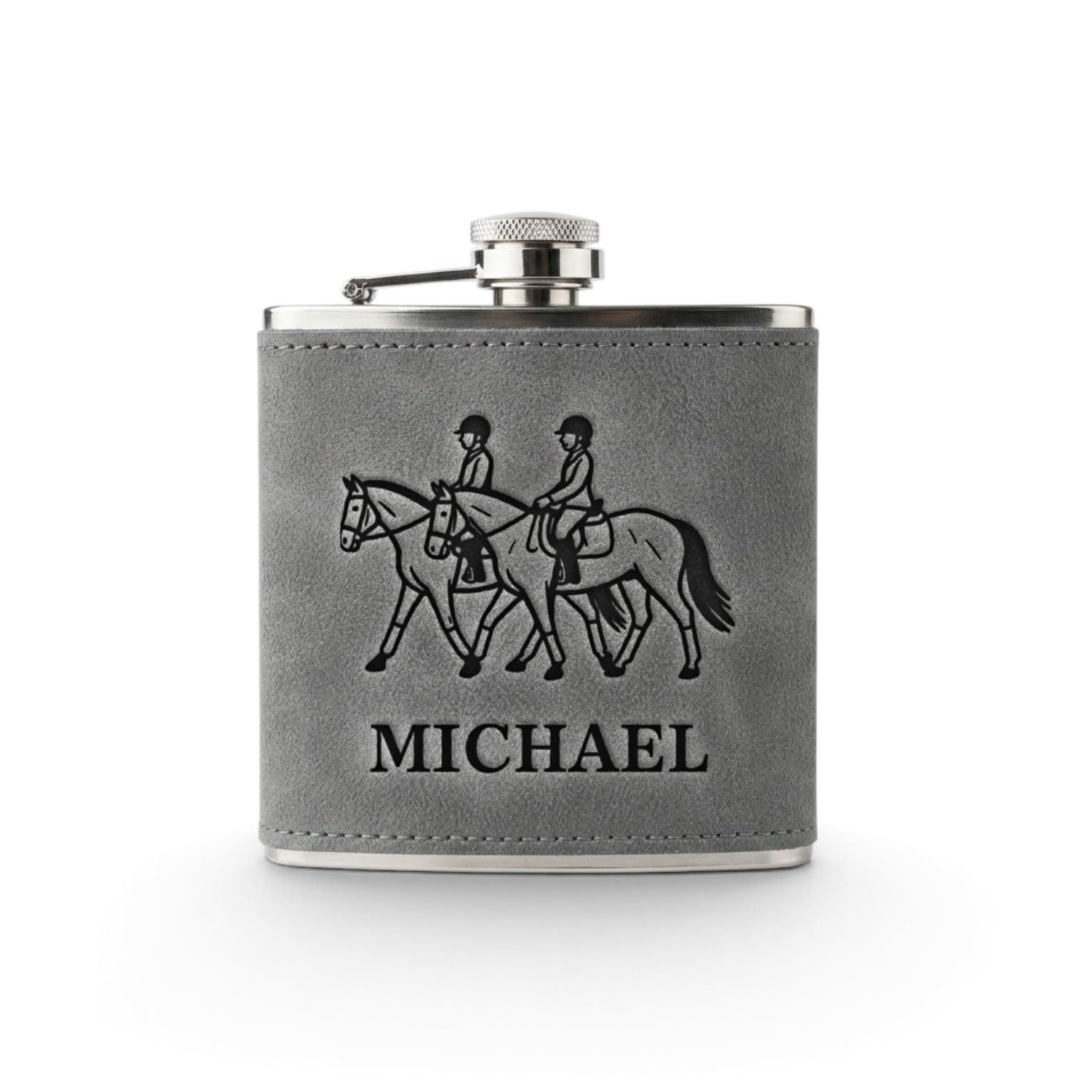 Personalised Horse Riding Hip Flask, Custom Leather Engraved Horse Gift's