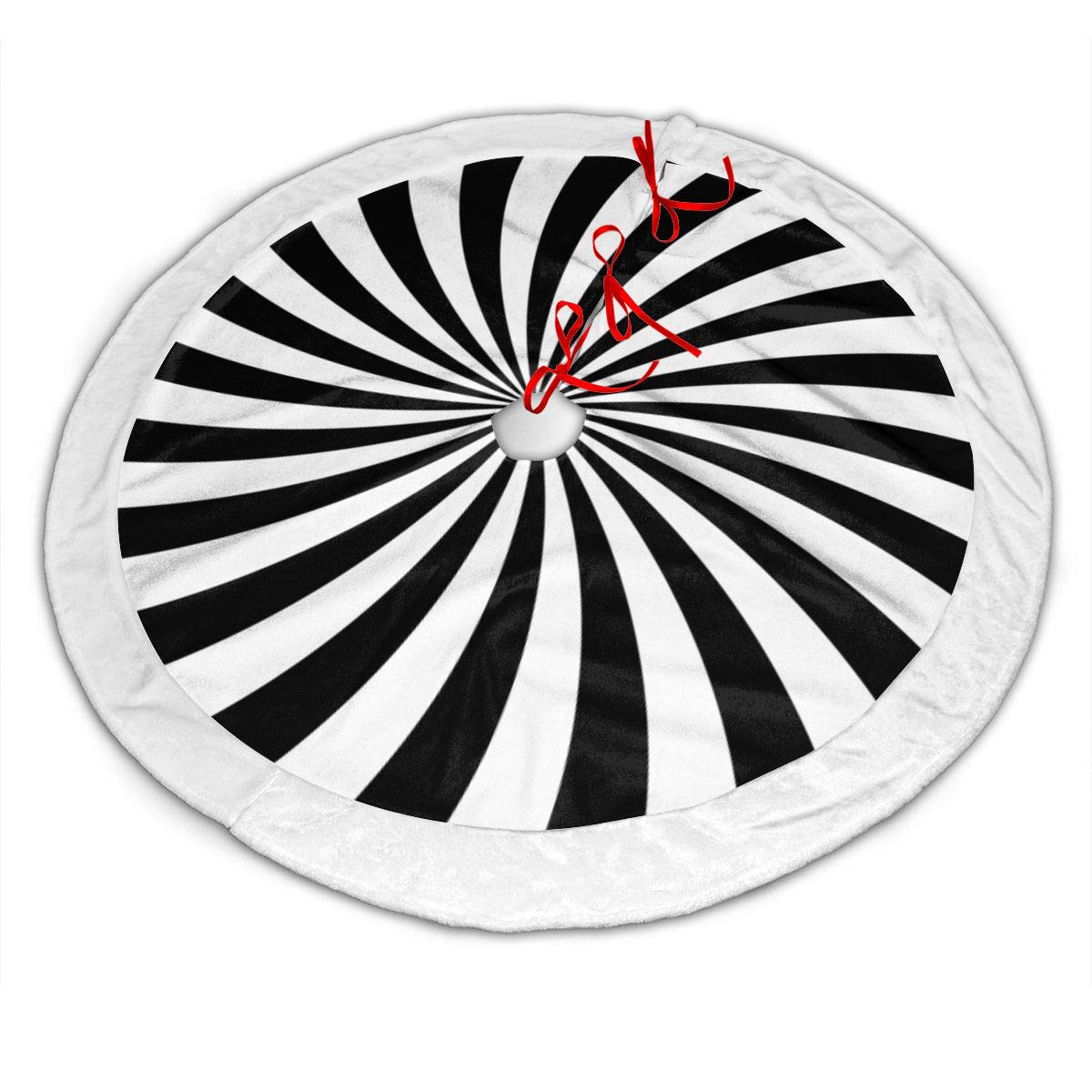 Black and White Polar Fleece Lollipop Xmas Christmas Tree Skirt Velvet Holiday Decoration Skirts 30 Inch Small