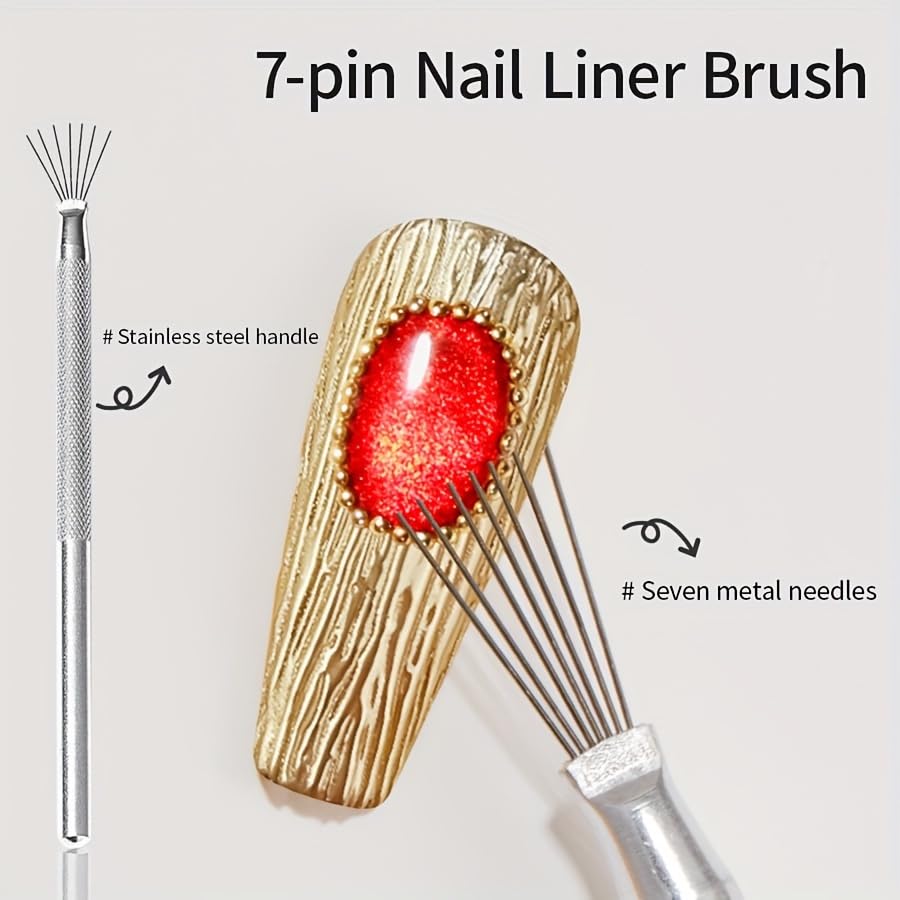 Multifunctional Nail Art Liner Brush, Nail Painting Brush Nail Art Seven Needle Pen Painting