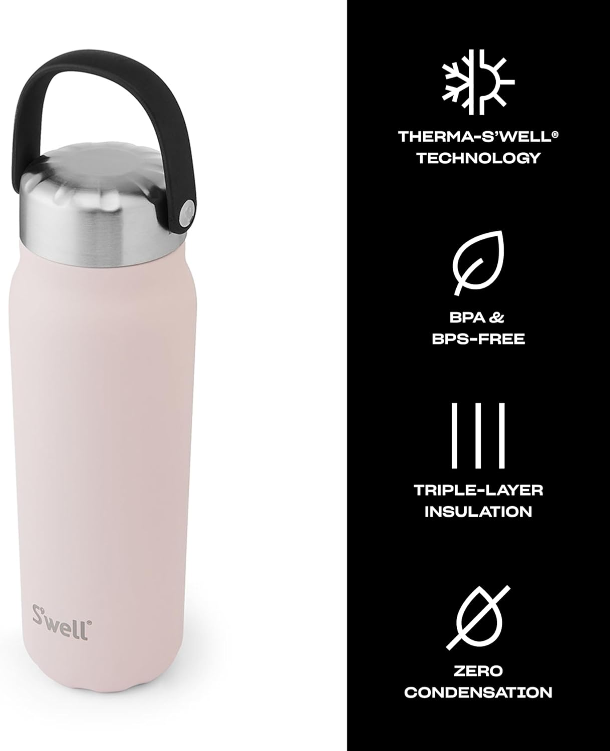 S'well Recycled Stainless Steel Explorer with Insulated Lid and Handle, 24oz, Himalayan Salt, Triple Layered Vacuum Insulated Containers Keeps Drinks Cold for 36 Hours and Hot for 8 - Image 3