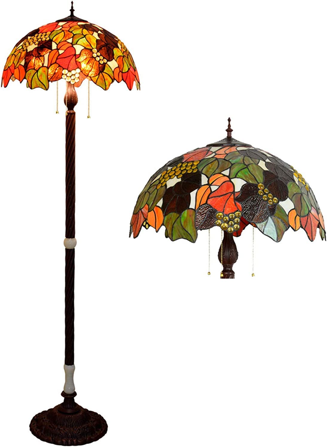 IUokLU Tiffany-style StandLamp 20 Inch Tiffany-style Jade Floor StandLamp,Retro Stained Glass Lampshade, Floor Light For Bedroom Marriage Room ReadLighting