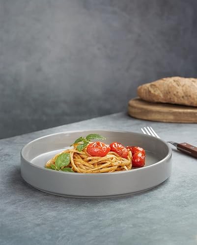 Miniatura 5 de famiware Nebula - Tazones de pasta para 4, juegos de ensaladas de 8.75 pulgadas, cuencos grandes y anchos para servir la cena, color negro con borde