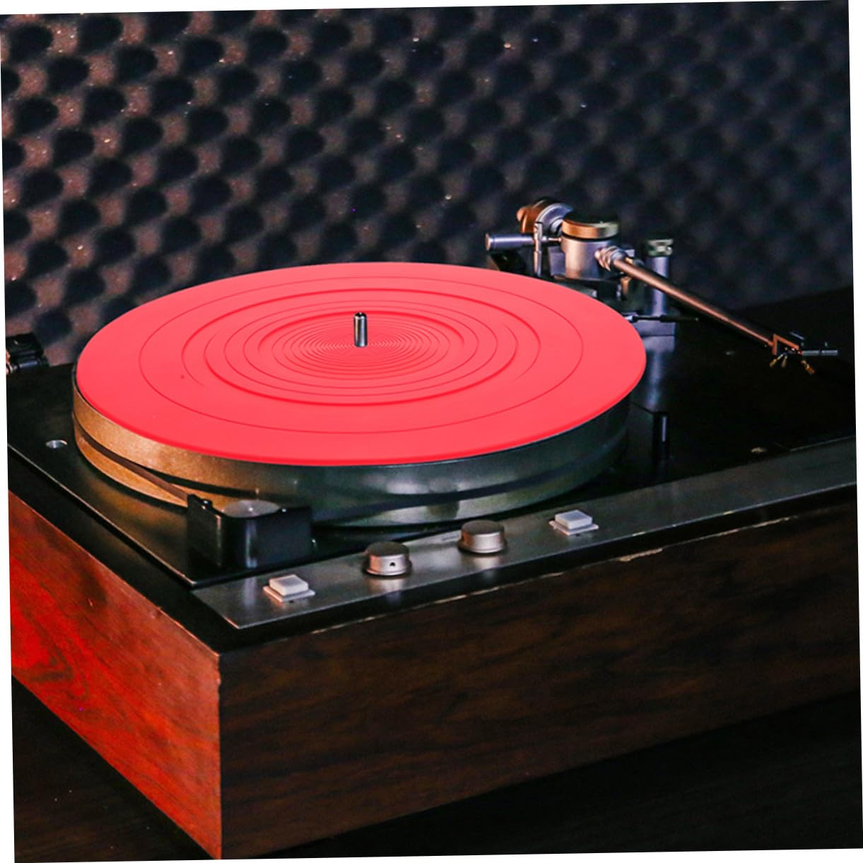 POPETPOP 2 pezzi Tappetino Antistatico in Silicone per Giradischi Protezione Dischi Vinile con Design Retro Antiscivolo e Anti-statico per Sostituzione Pad Giradischi