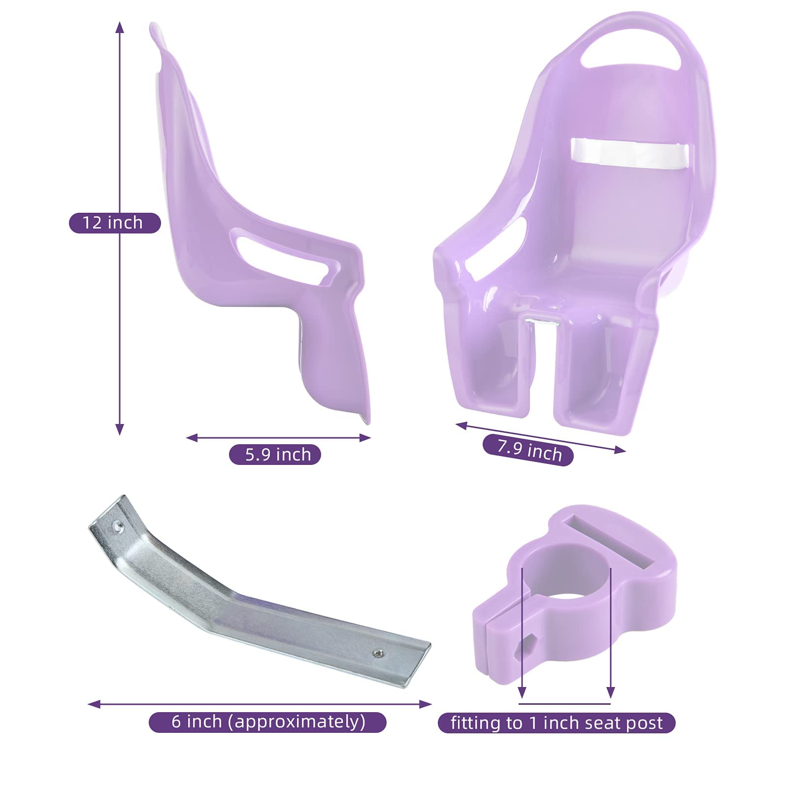 Siège Poupée Vélo Enfant EIRONA – Autocollants DIY, Rose/Violet, Accessoire Vélo Fille, Tige Selle 25,4 Mm, Jouet