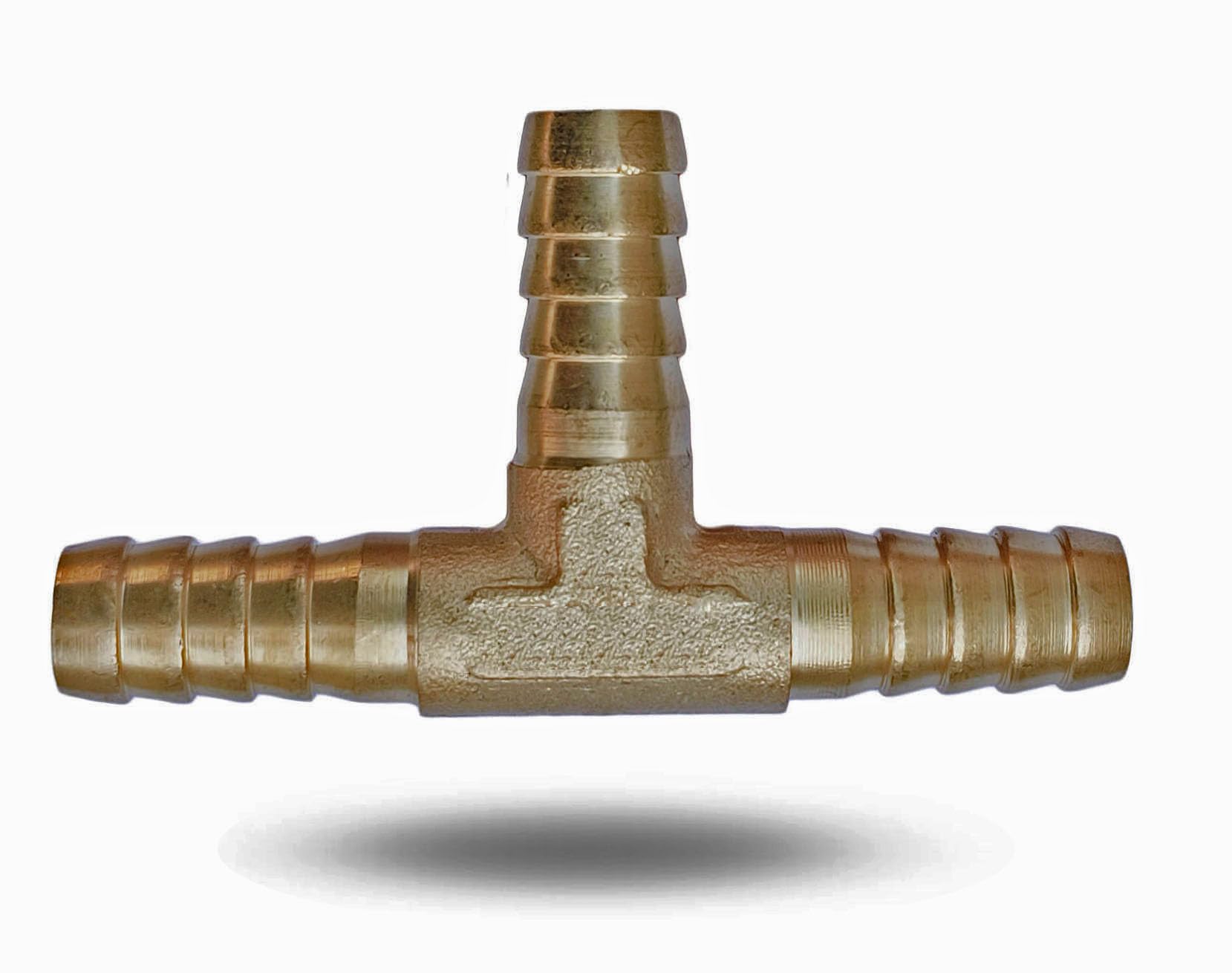 ESEKSAFAR Brass barb connector Hose pipe Fitting for Water/Fuel/Air/Pneumatic and etc (2-Years warranty) (10mm T-way barb connector with 3pc-Clamp) 2