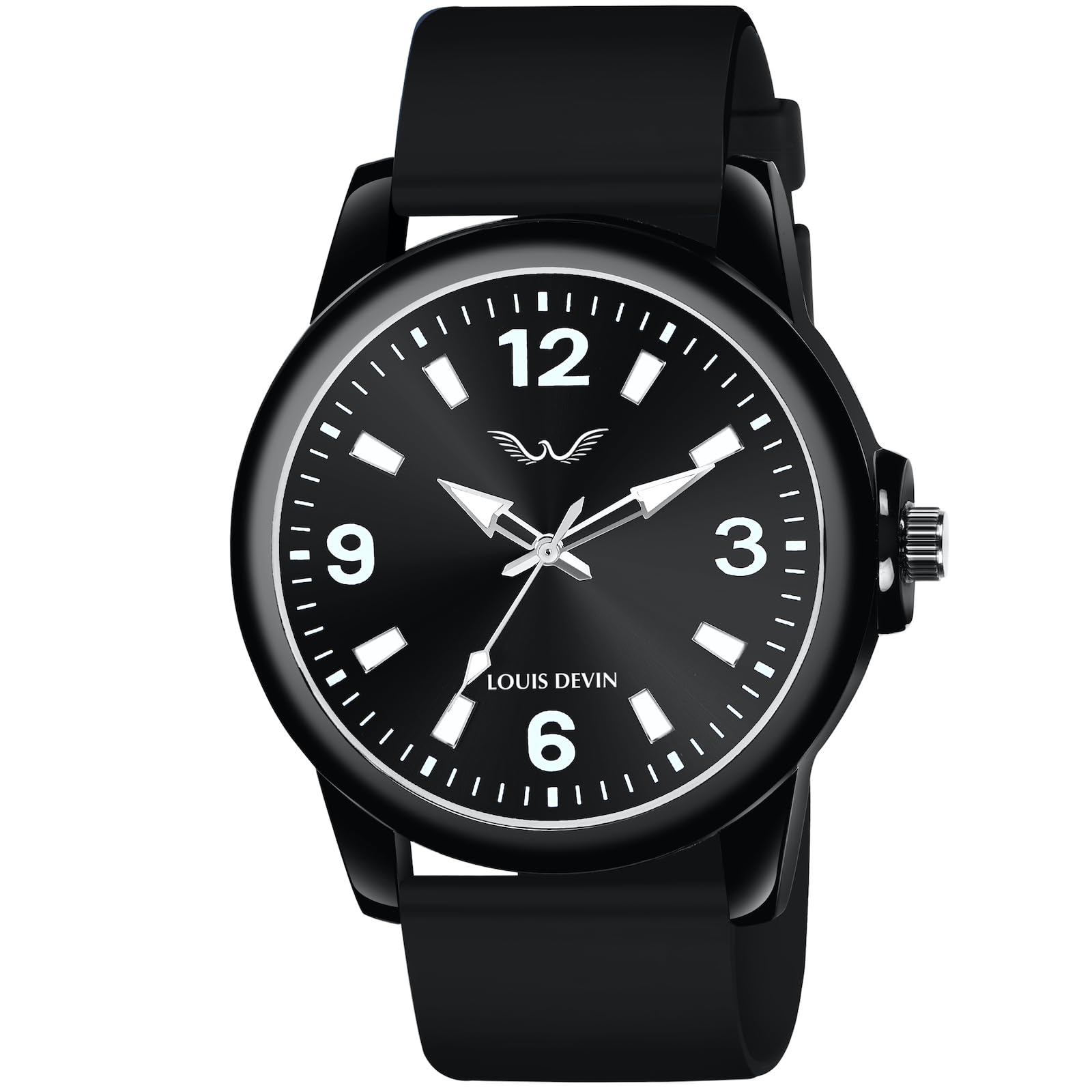 LOUIS DEVIN Black Silicone Strap Analog Wrist Watch for Men (Black Dial) | LD-BK063-BLACK (B0D31RQXX8) Amazon Price History, Amazon Price Tracker