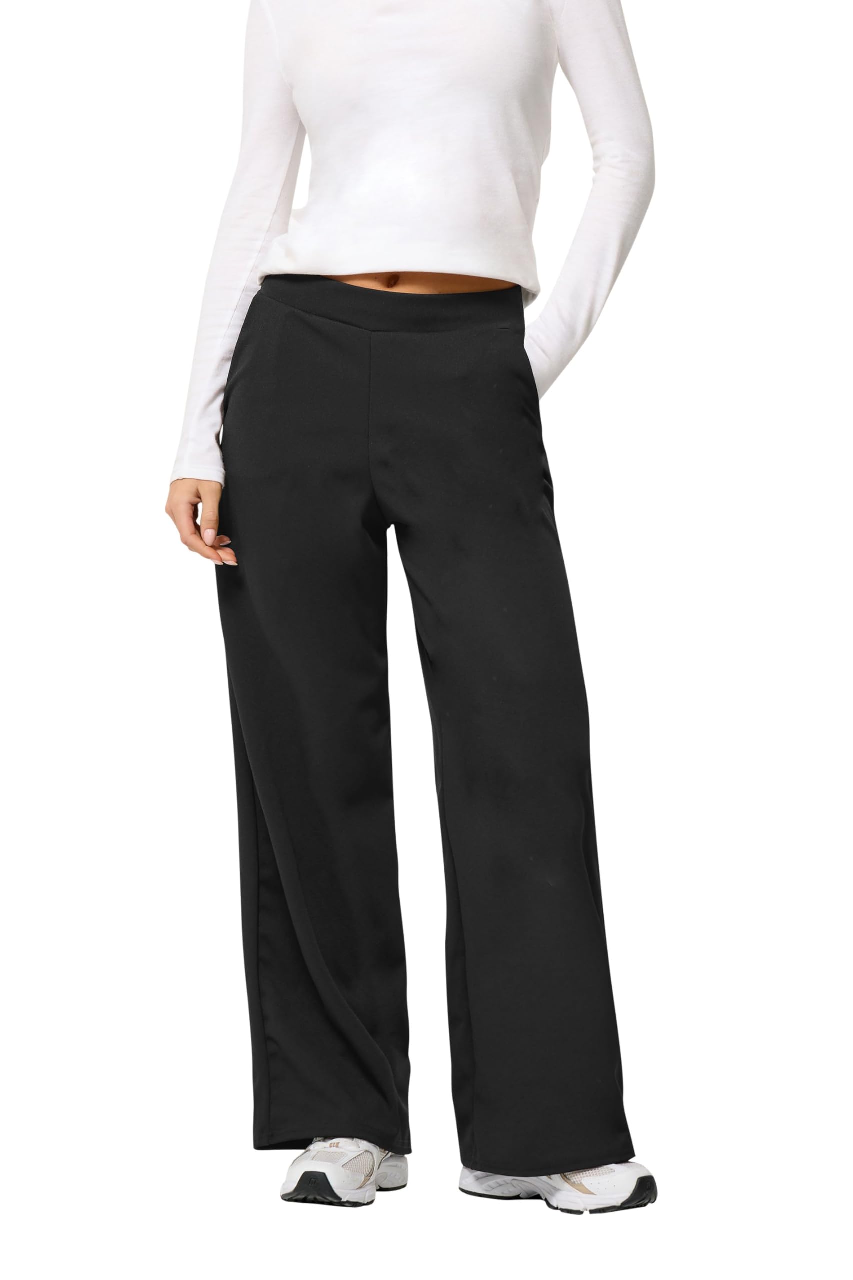 PixieGirl Petite Black Scuba Wide Leg Trousers Petite