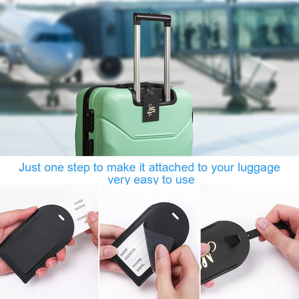 Etichette Bagagli E Portapassaporto Flintronic - Set 2 Pezzi In Pelle PU, Bianco E Grigio - Foto 2