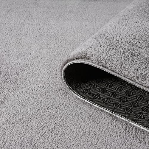 Tapis de salon gris foncé super doux à poils courts en polyester - 4