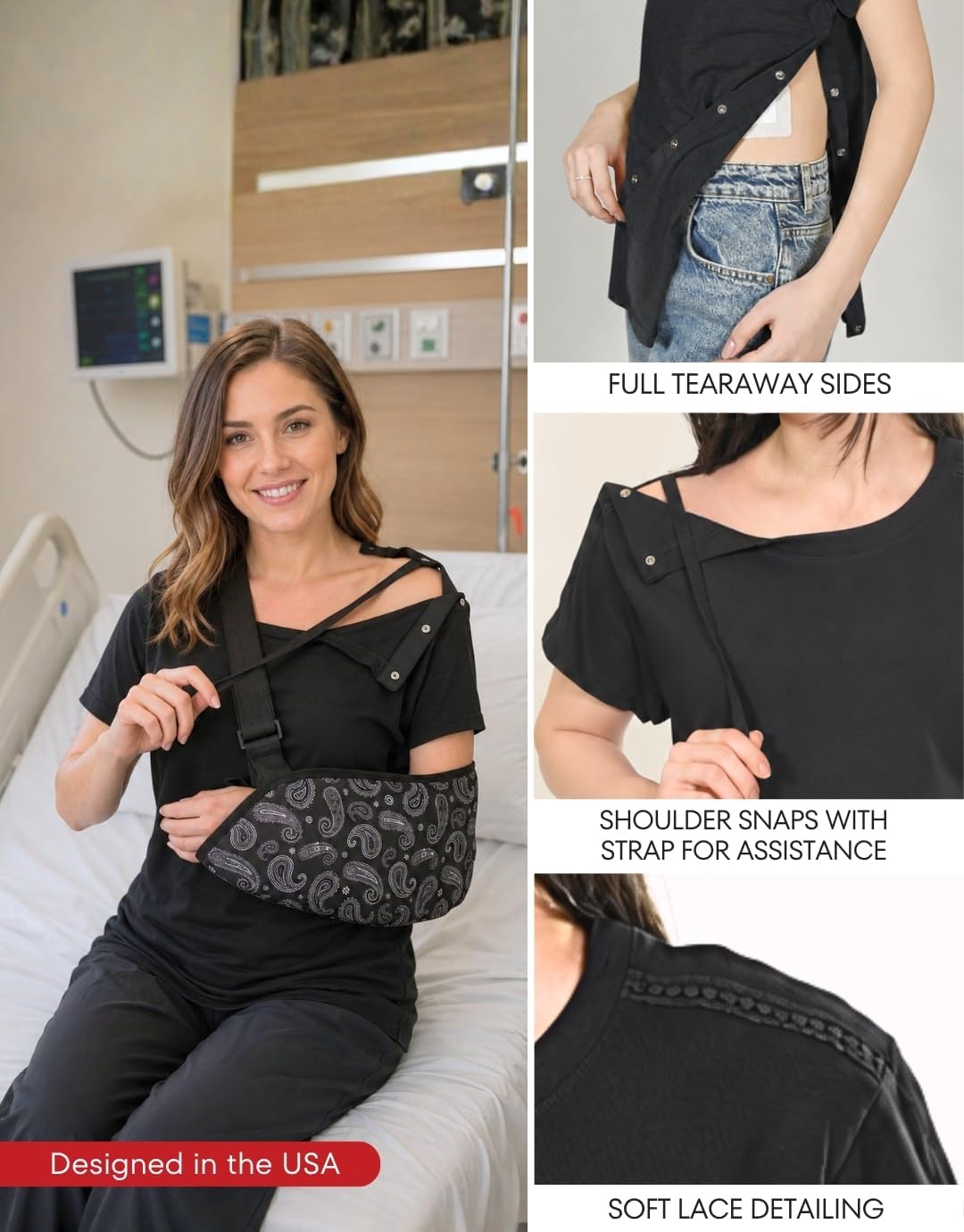 Inspired Comforts Post Shoulder Surgery Shirt for Women- Full Tearaway Adaptive Clothing