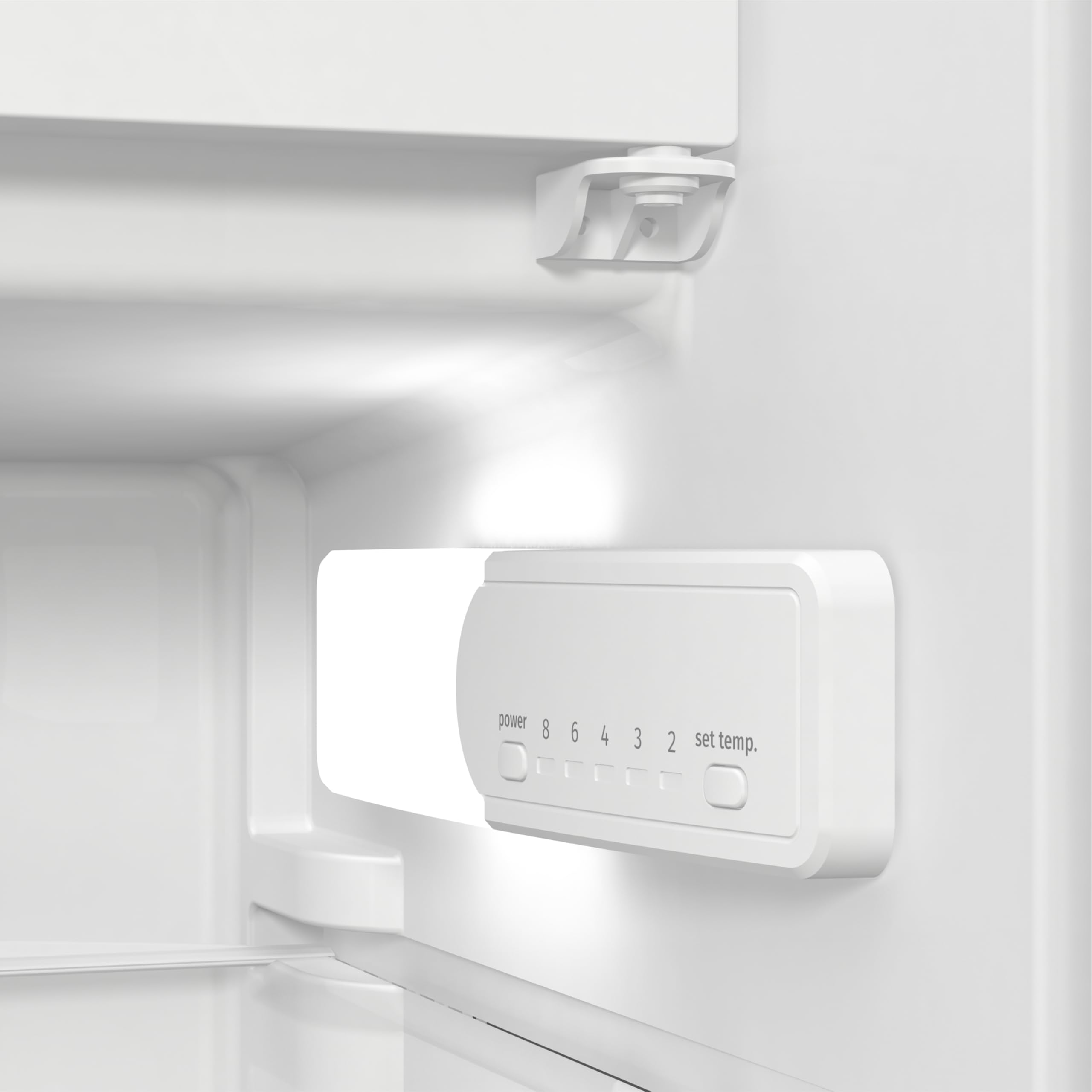 Gorenje RBI512E21 EinbauTischkühlschrank mit Gefrierfach, 122cm Nische, Schlepptürscharnier, 179L(163L plus 16L), Inverter, CrispZone, Türalarm, LED Licht, BxHxT: 54×122,1×54,5 cm, Weiß