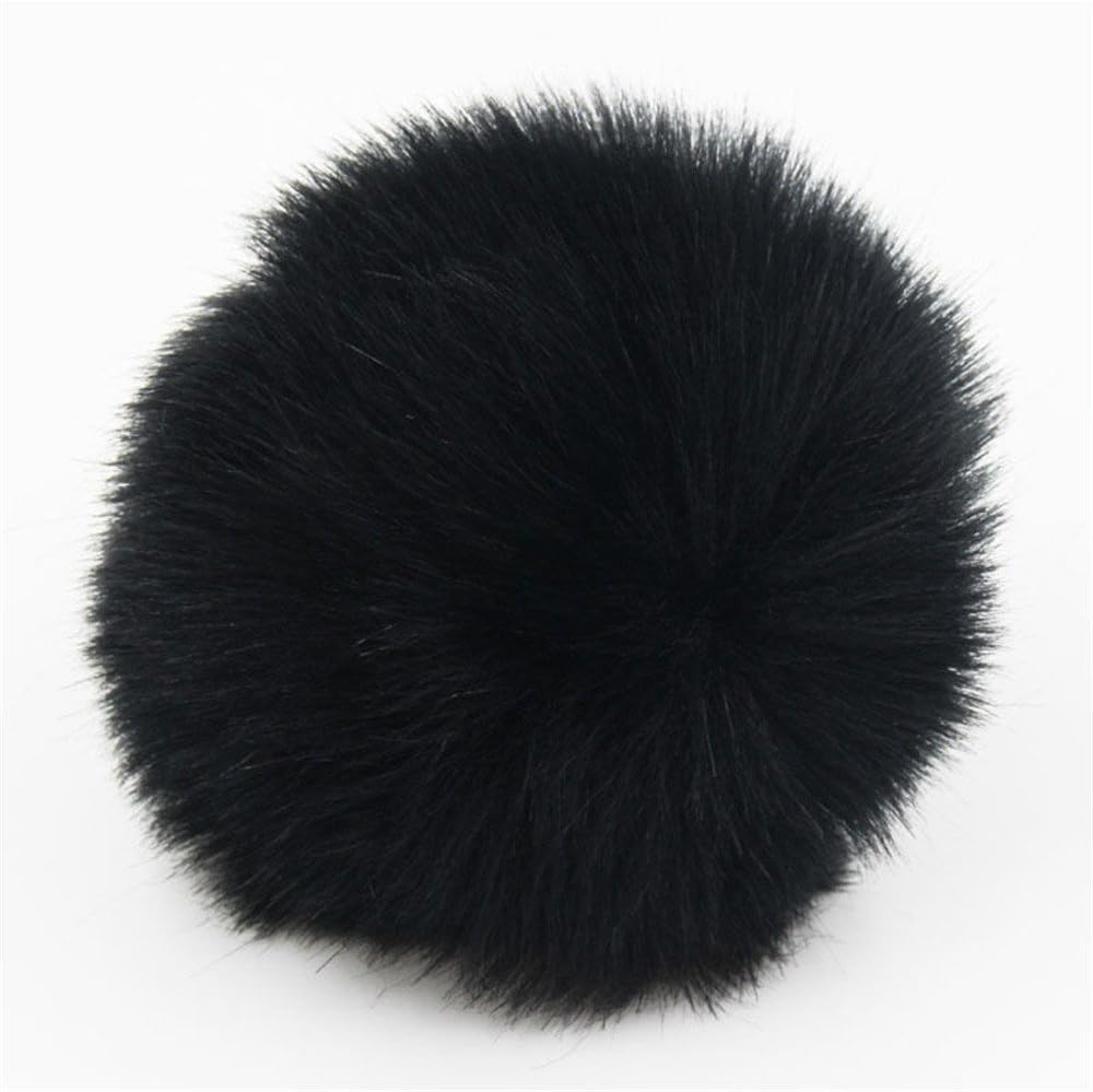 2pcs DIY Faux Fur Pom Pom Ball - 3inch- for Knitting Hat Supplies (Black)