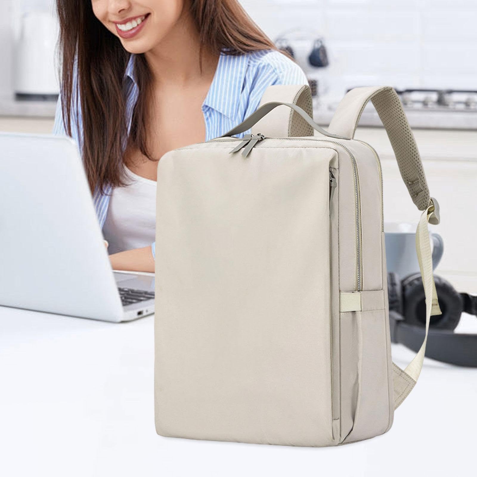 Zaino per Computer, Zaino da Viaggio, Borsa per Laptop da Lavoro per pendolari e viaggiatori Aerei, Bianco