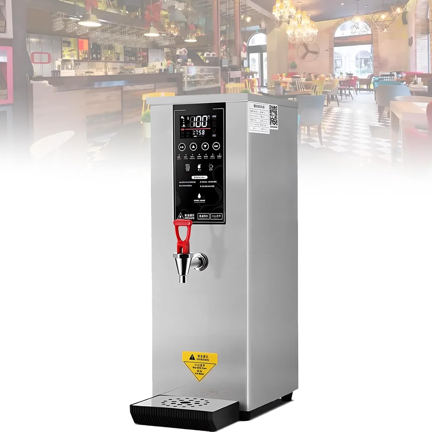 Commercial Instant Water Dispenser, 60°C to 100°C Temperature Adjustable, Step-heating, LCD Touchscreen, 60L/H Large Output, Quick Brewing for Coffee, Tea, Milk, Hot Drinks Black