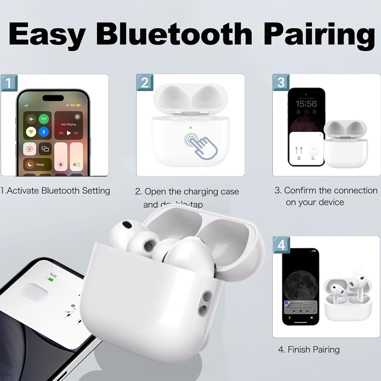 Wireless Charging Case Compatible with AirPods Pro 3rd 2025(Not for Pro 2nd), USB-C Port Airpods Pro 3 Charging Case Replacement, Earphones Not Included