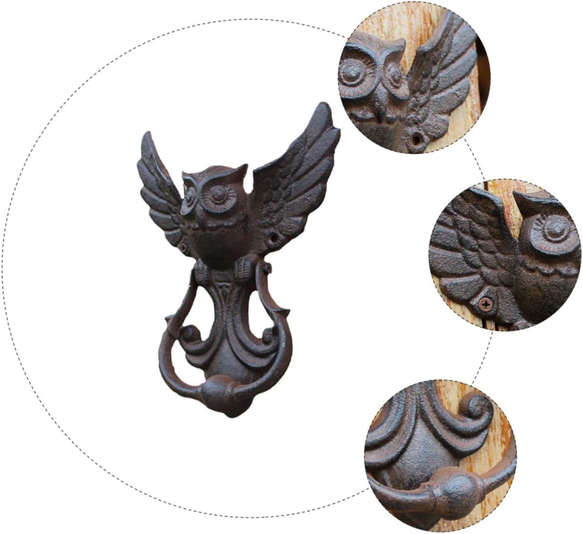 Antique Owl Knocker Vintage Iron Handle for Garden and Yard Decorative Front Door Accessory