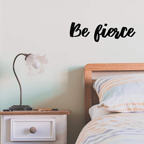 Miniatura 2 de Calcomanía de vinilo para pared, Be Fierce, 6 x 20 pulgadas, calcomanía positiva de moda linda cursiva de buenas vibraciones para el hogar,