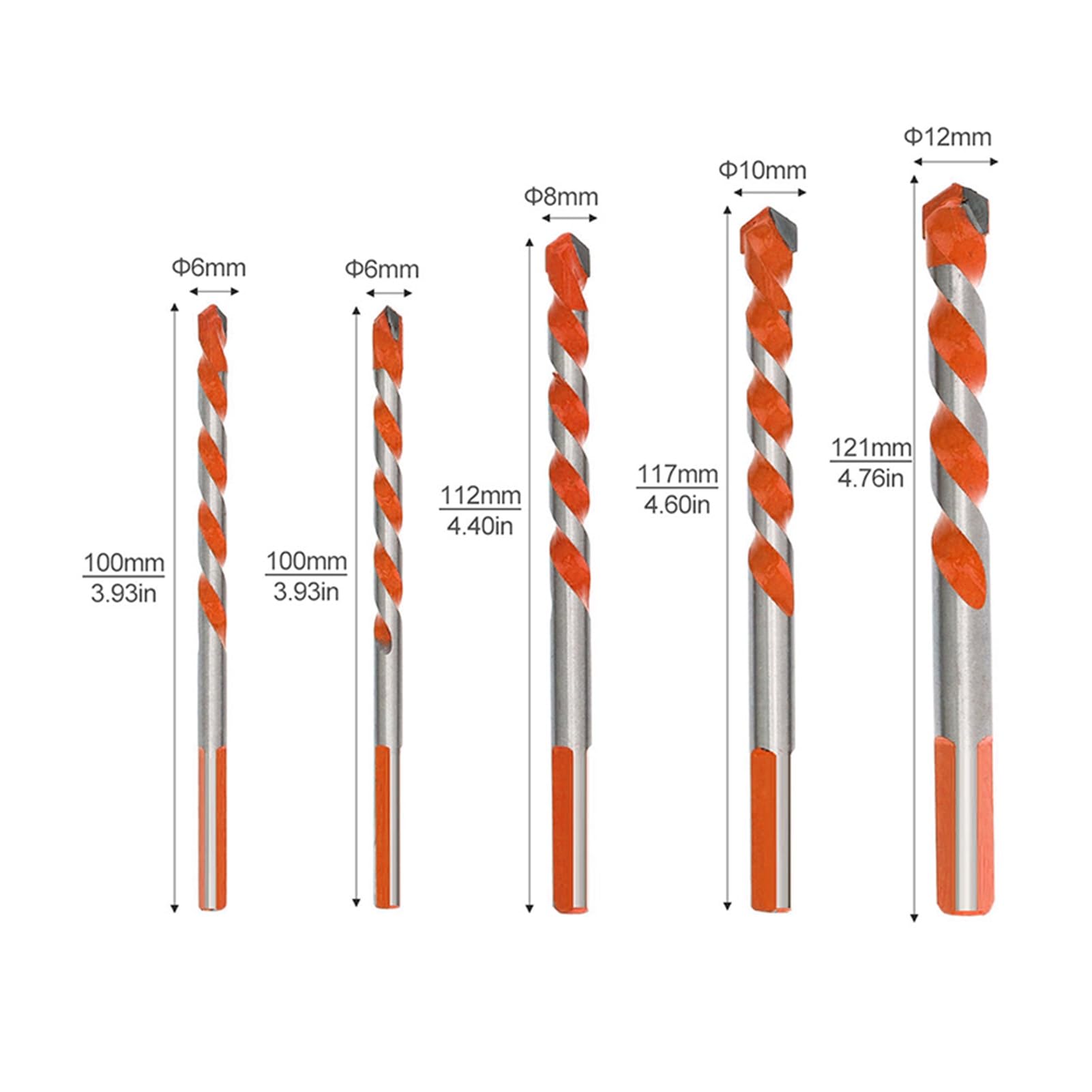 5 pz 6-12mm Utensili elettrici Trapano in ceramica Piastrelle Apri foro in vetro Punta elicoidale Set Taglio Foratura Lucidatura Strumento(6PCS)