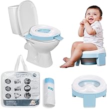 Infantso (2-in-1) Baby Potty Training Seat for 1 + Year Child, Foldable Potty Seat with Detachable Potty Bowl & trash bags, Potty training of Boys & Girls, Fits Round & Oval Western Toilets