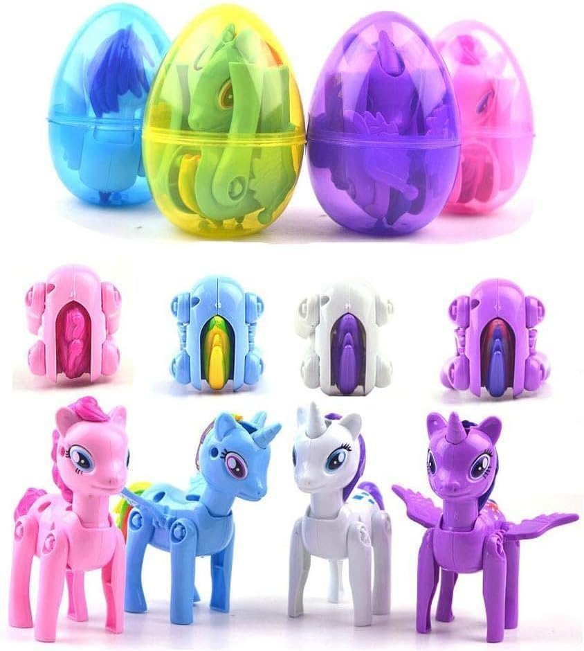 Oneser 4 Pack Jumbo Unicorn Deformation Easter Eggs with Toys Party Favors Gift for Girls Boys,Toddlers Kids