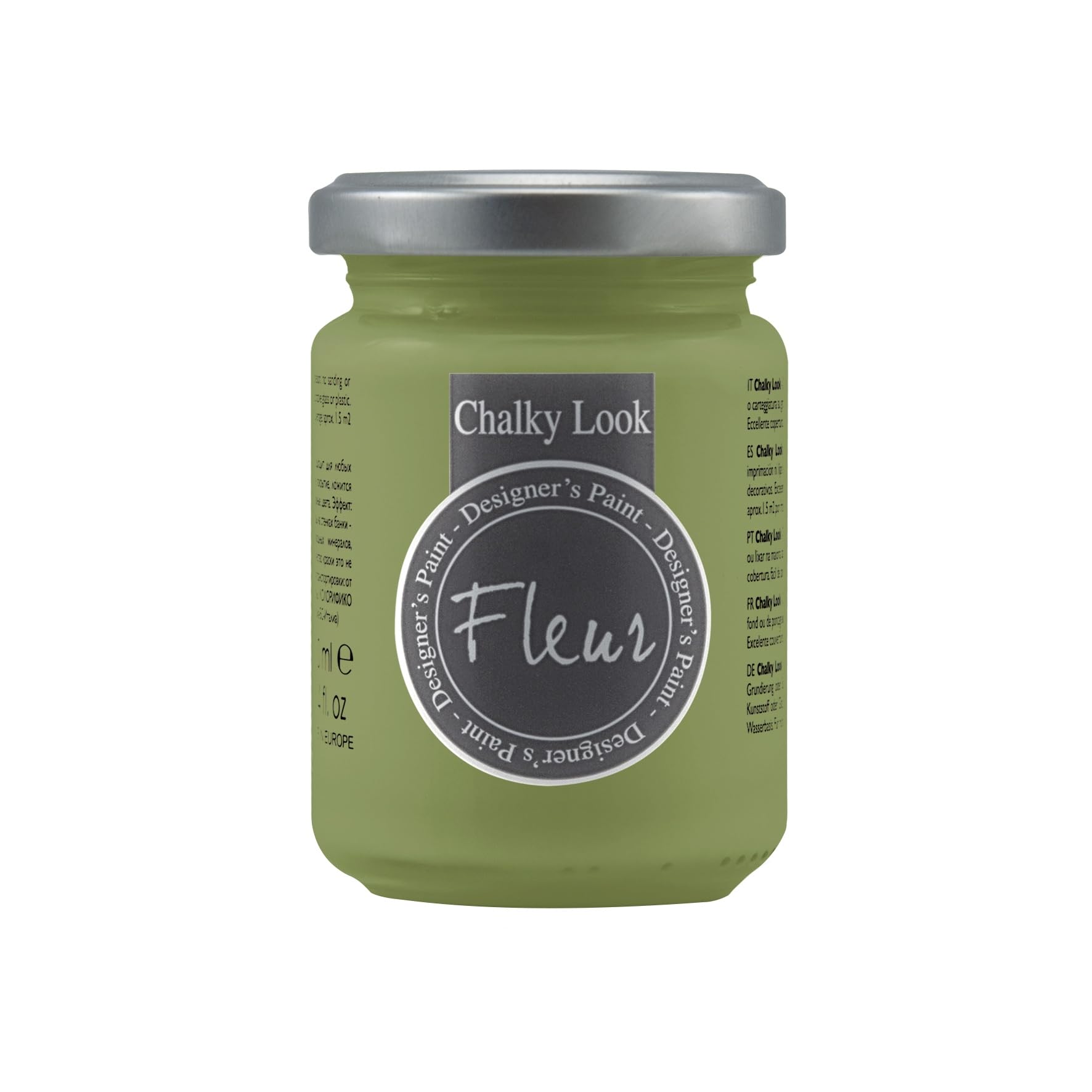 FLEUR DESIGNER'S PAINT | Pittura ad Acqua, Effetto Gesso Naturale, Extra Opaca, Fleur Chalky F46, Colore Grandma Green, Made in Italy, Formato da 130 ml