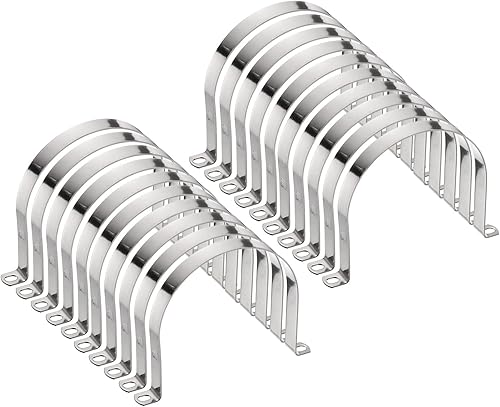 Miniatura 24 de HARFINGTON 5 abrazaderas de conducto de 4 1/4 pulgadas y 4.252 in, abrazadera de tubo M108 U, correa de tubo rígida de acero inoxidable, soporte